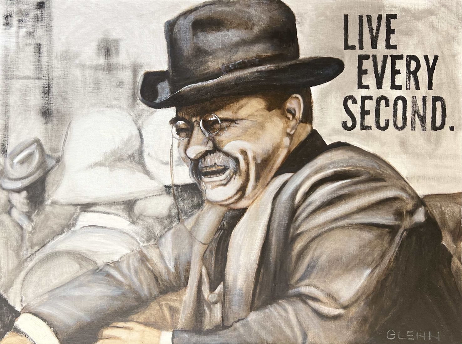 Live Every Second art print featuring Theodore Roosevelt with his motto, unframed giclée poster by Glenn Beck