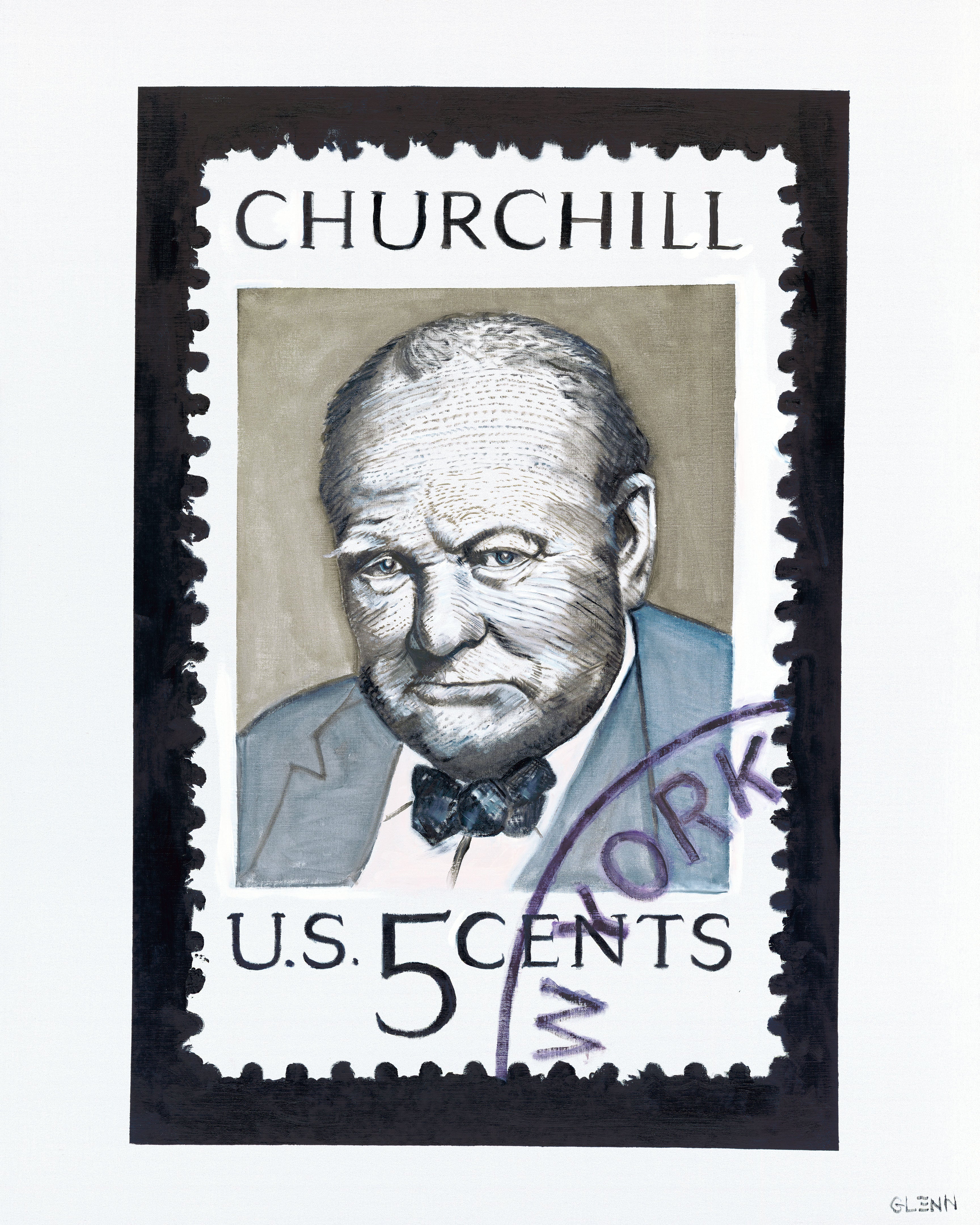Winston Churchill postage stamp art print by Glenn Beck