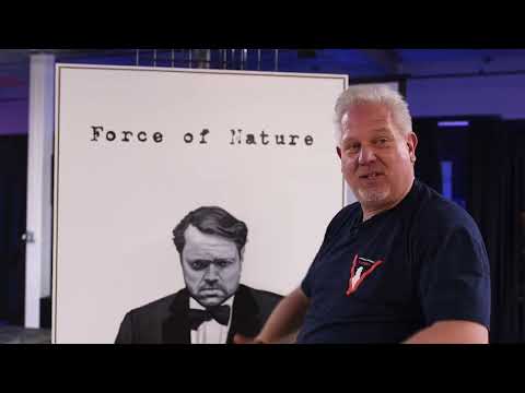 Video featuring Glenn Beck discussing the "Force of Nature" art print in front of the artwork by Glenn Beck