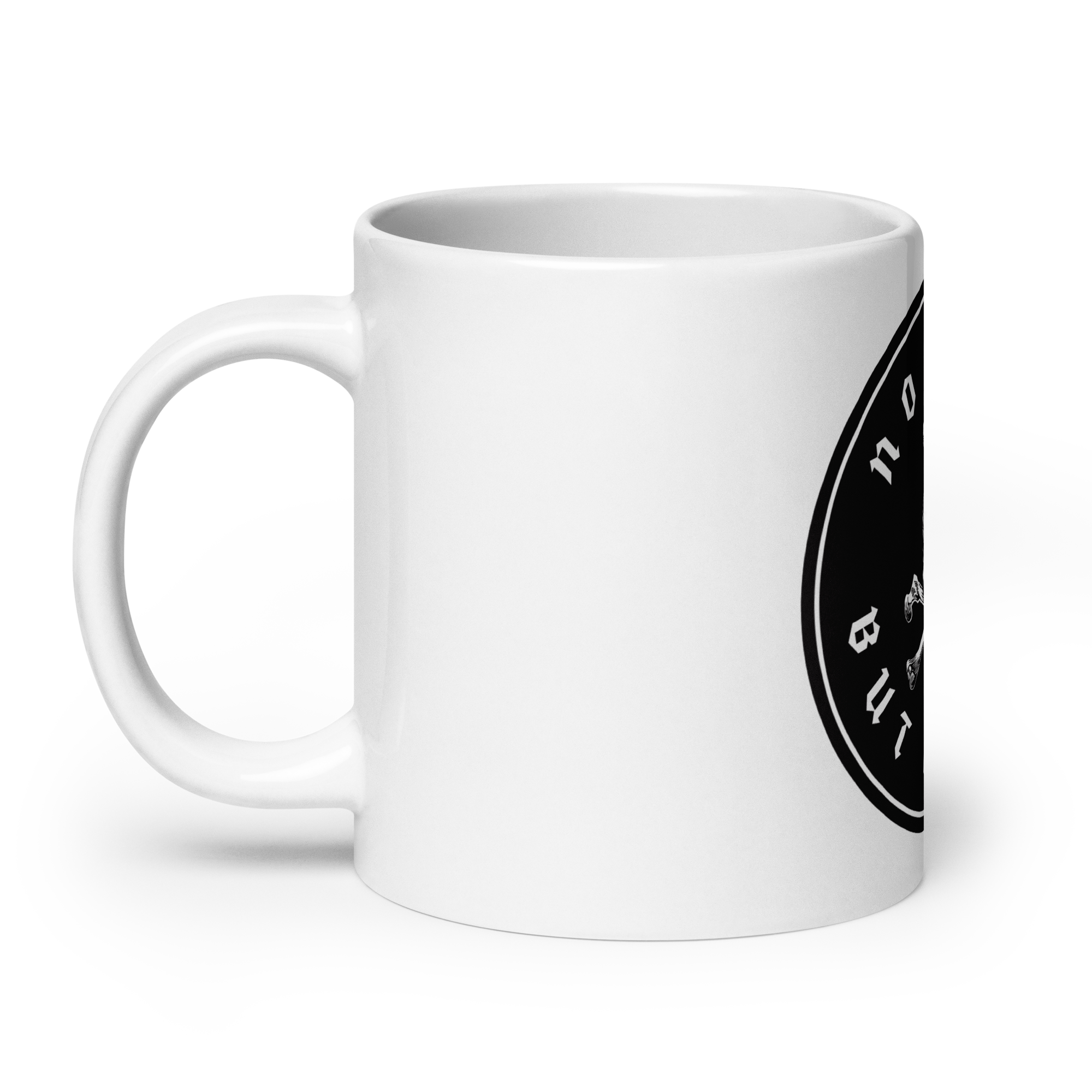 No King But Christ Mug – left handle view with Glenn Beck Shop design