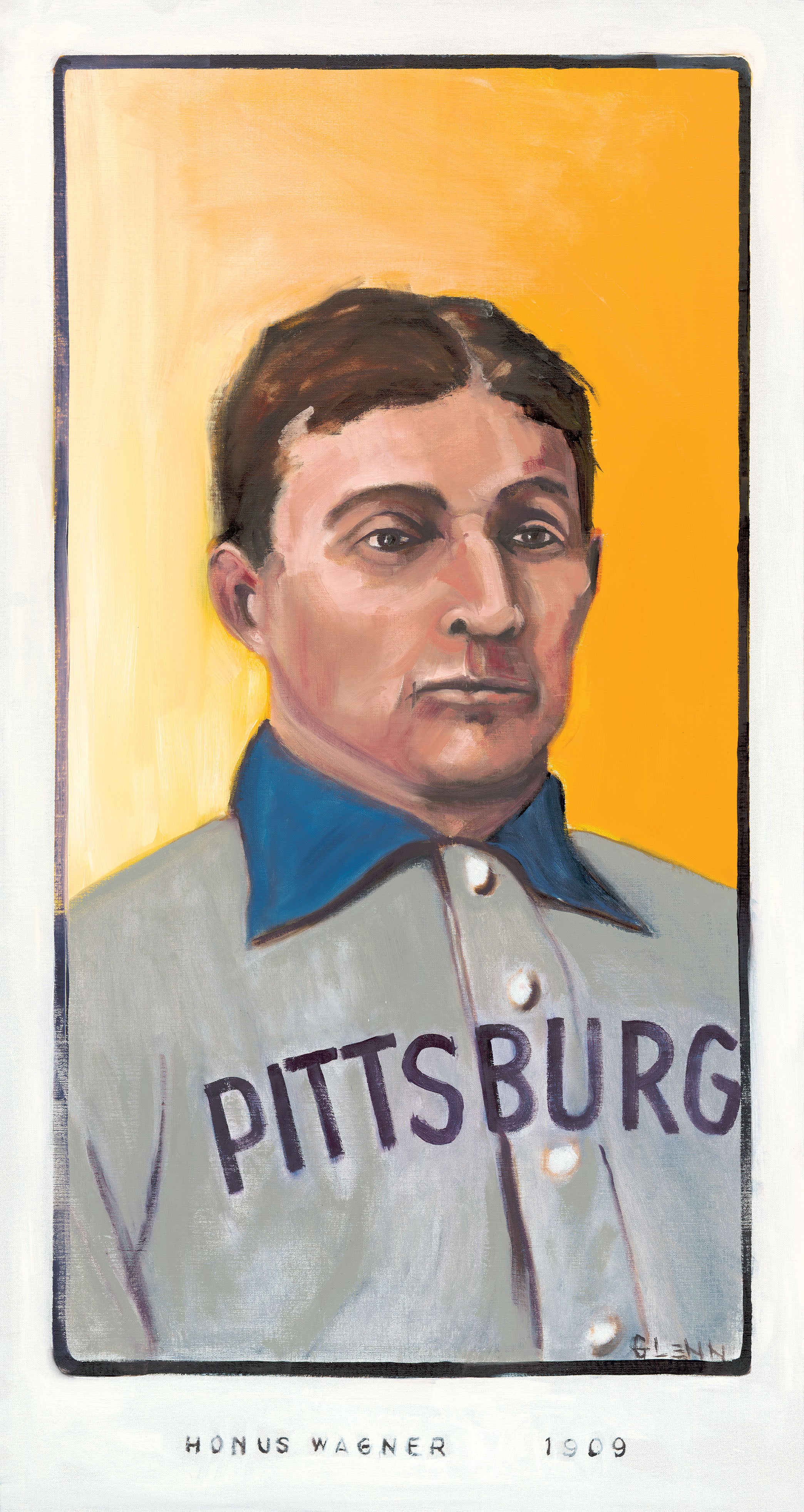 Honus Wagner portrait oil painting by Glenn Beck – portrait of the baseball legend in Pittsburgh uniform