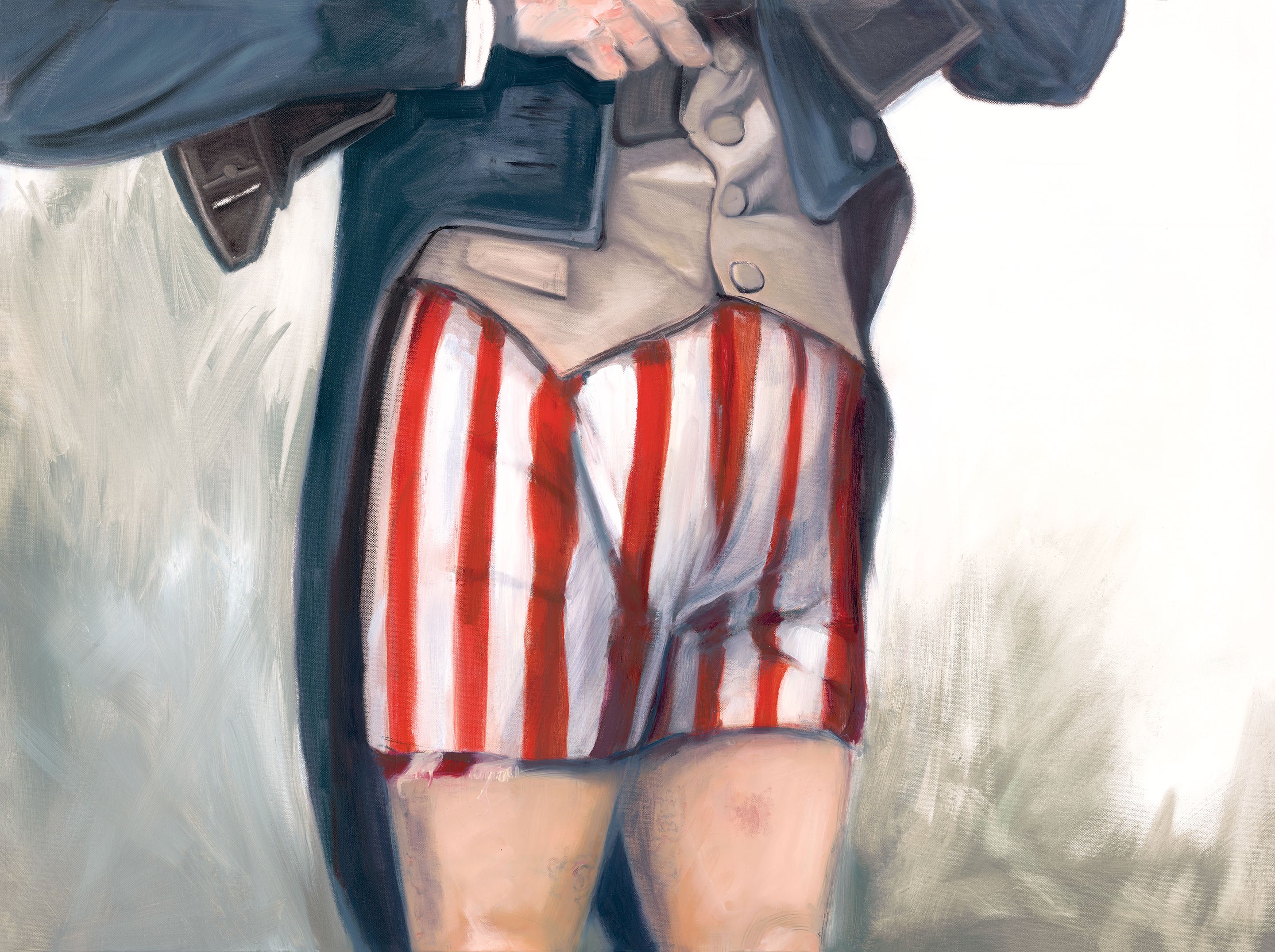 Full-body art print of Uncle Sam caught with his pants down in patriotic attire by Glenn Beck