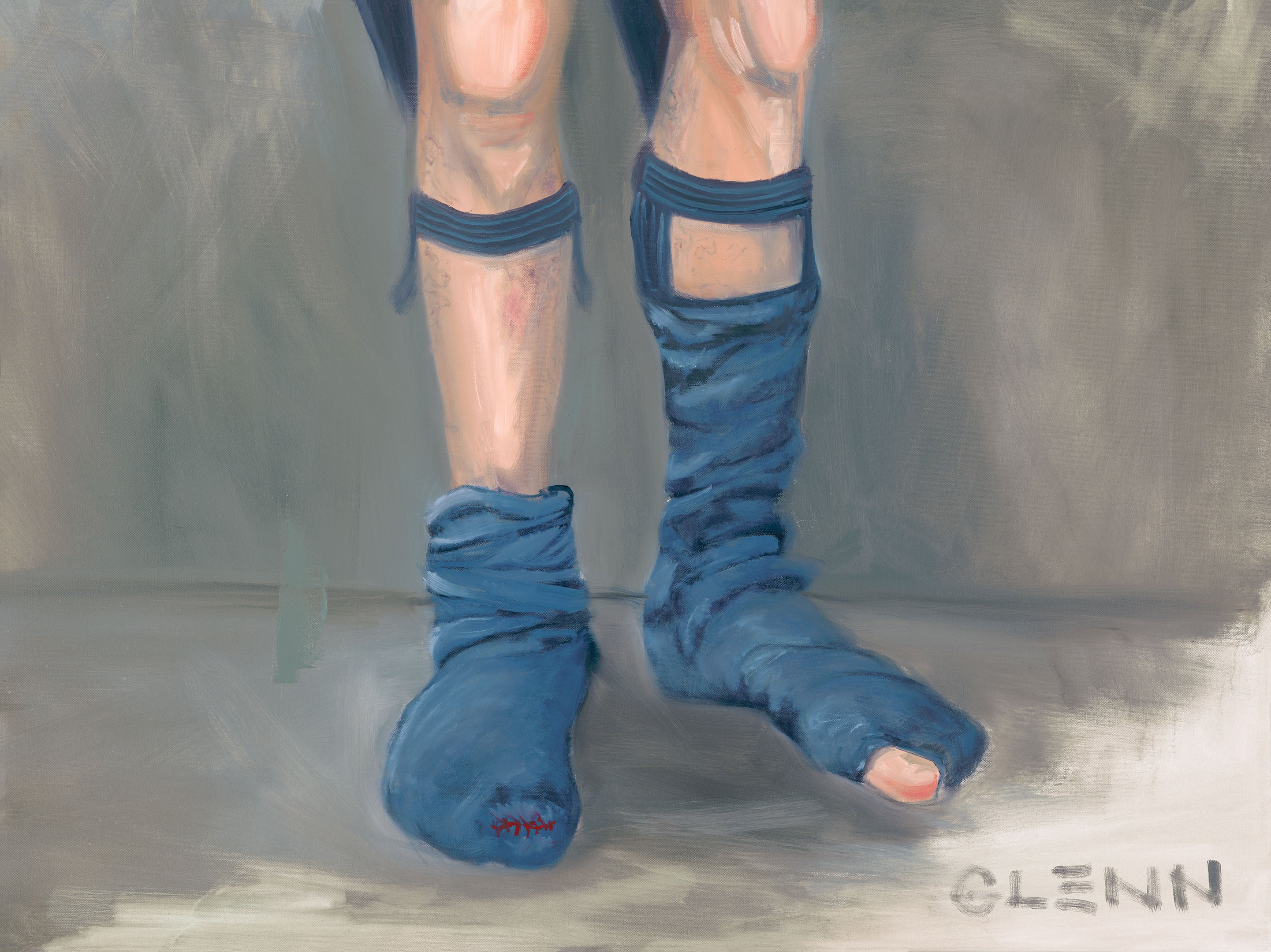 Close-up of Uncle Sam's boots and legs in patriotic attire from "Uncle Sam Caught With Pants Down" by Glenn Beck