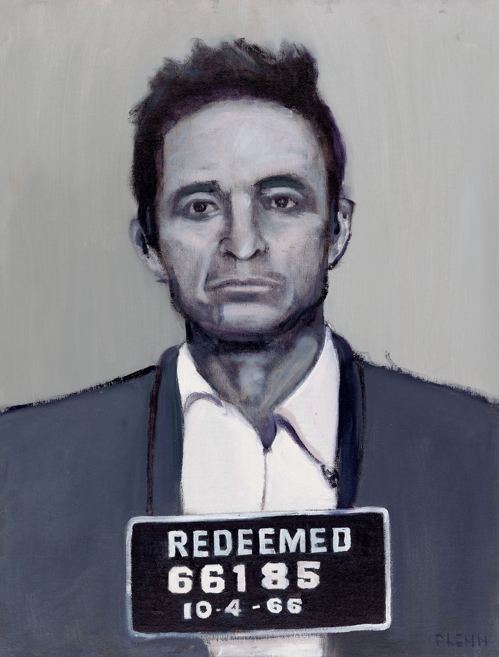 Johnny Cash mugshot portrait art print ‘Redeemed’ by Glenn Beck