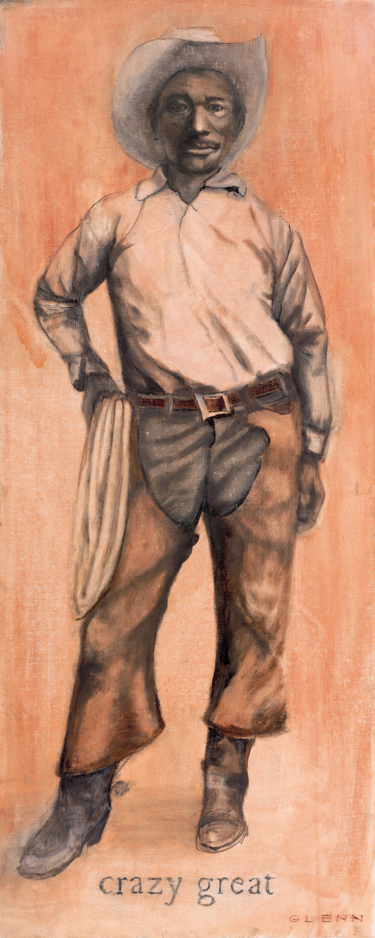Portrait of Bill Pickett in cowboy attire, art print by Glenn Beck