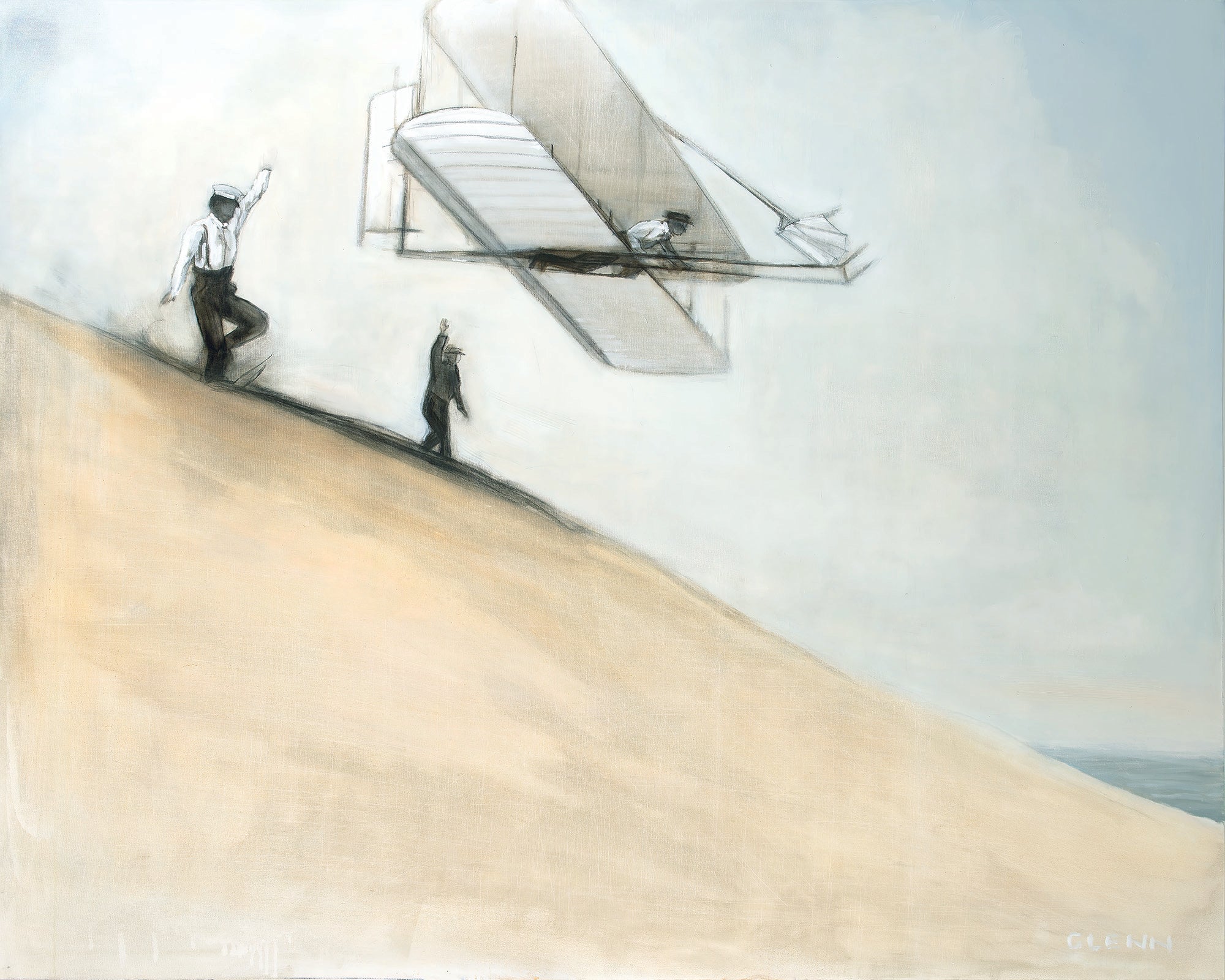 Wright Brothers preparing to launch the Wright Flyer art print by Glenn Beck